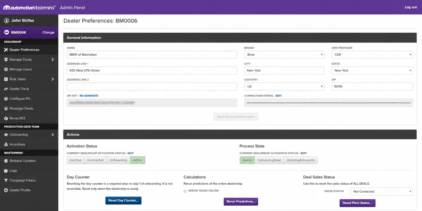 Admin Panel Homepage screenshot
