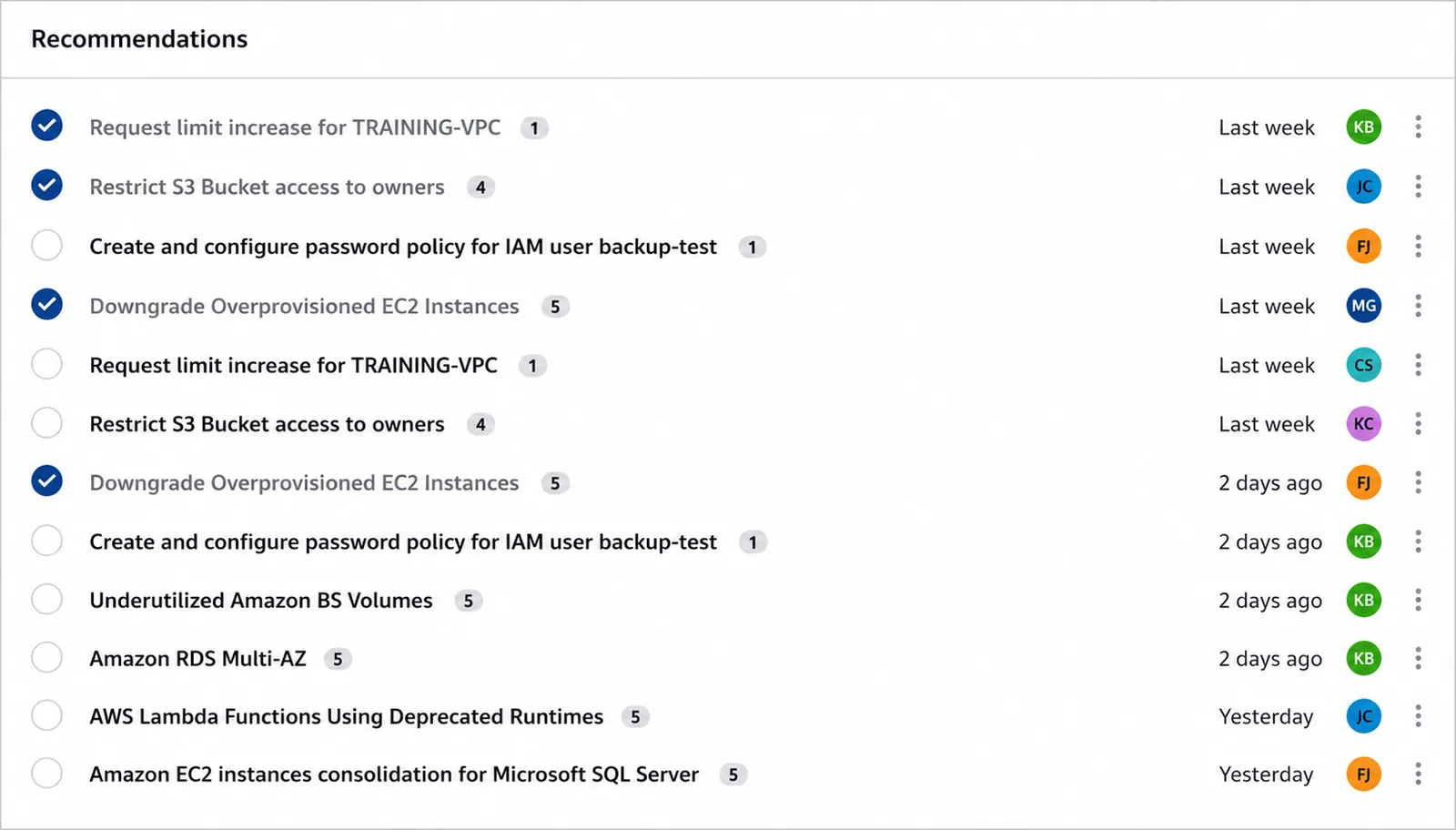 Recommendation screenshot